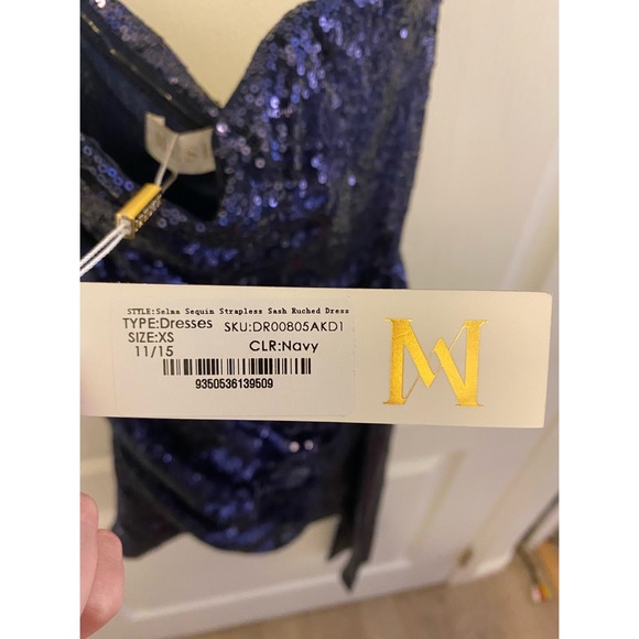 BNWT Meshki navy sequinned Selma mini dress - Picture 9 of 10
